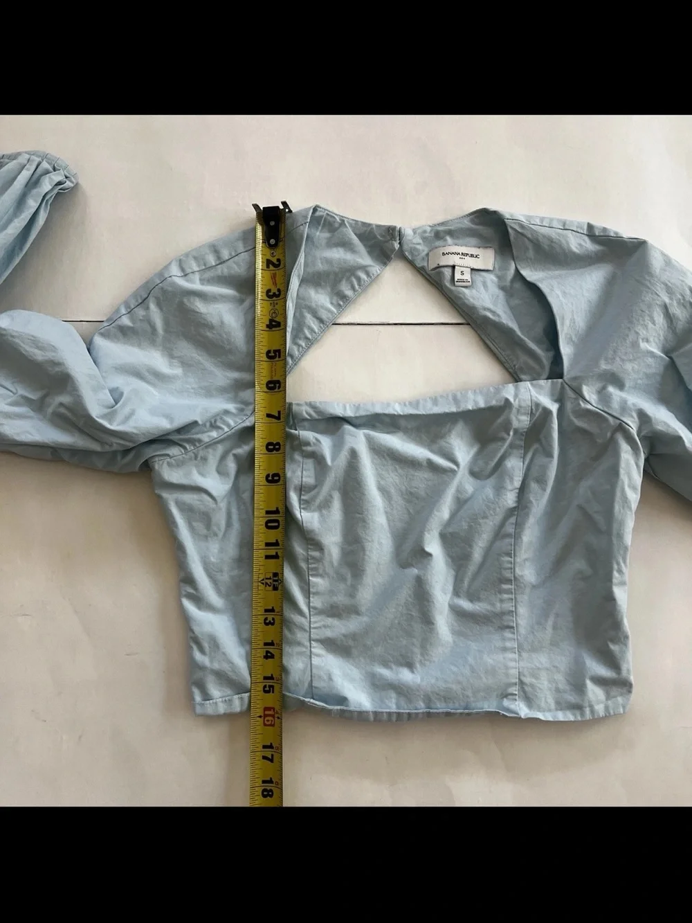 Banana Republic Cropped Poplin Long Sleeve Cropped Blouse Womens S Back Cutout